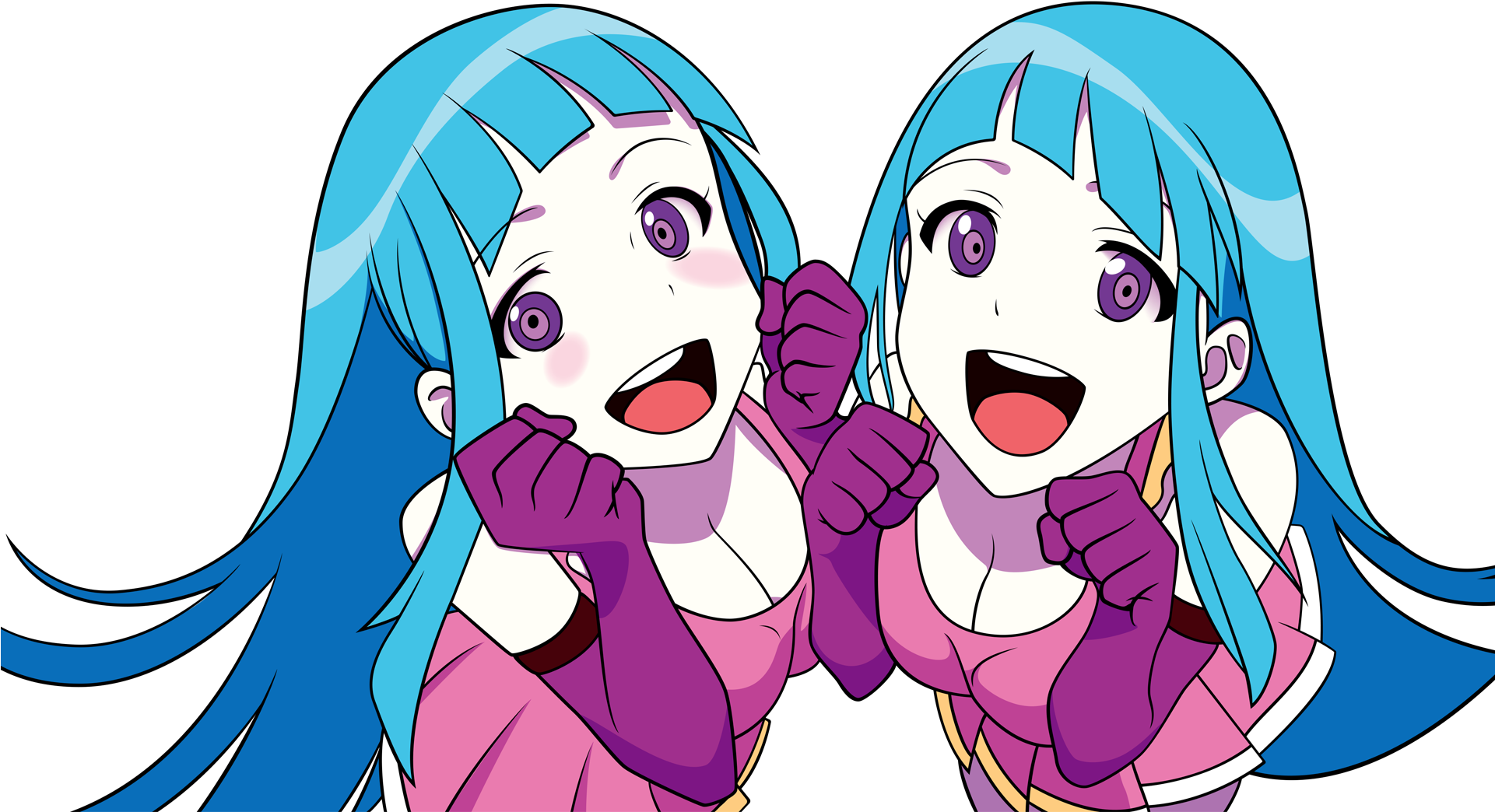 Excited_ Anime_ Twins_ Reaction PNG Image