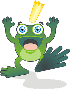 Excited Cartoon Frogwith Crown PNG Image