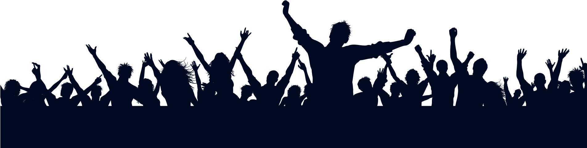 Excited Crowd Silhouette PNG Image