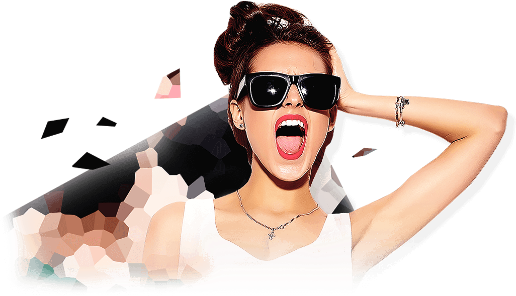 Excited Fashion Model Sunglasses PNG Image