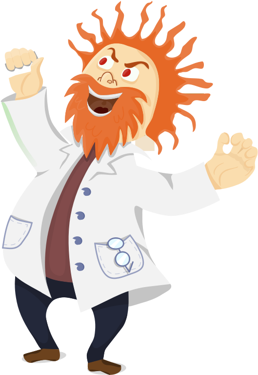 Excited Scientist Cartoon Character PNG Image