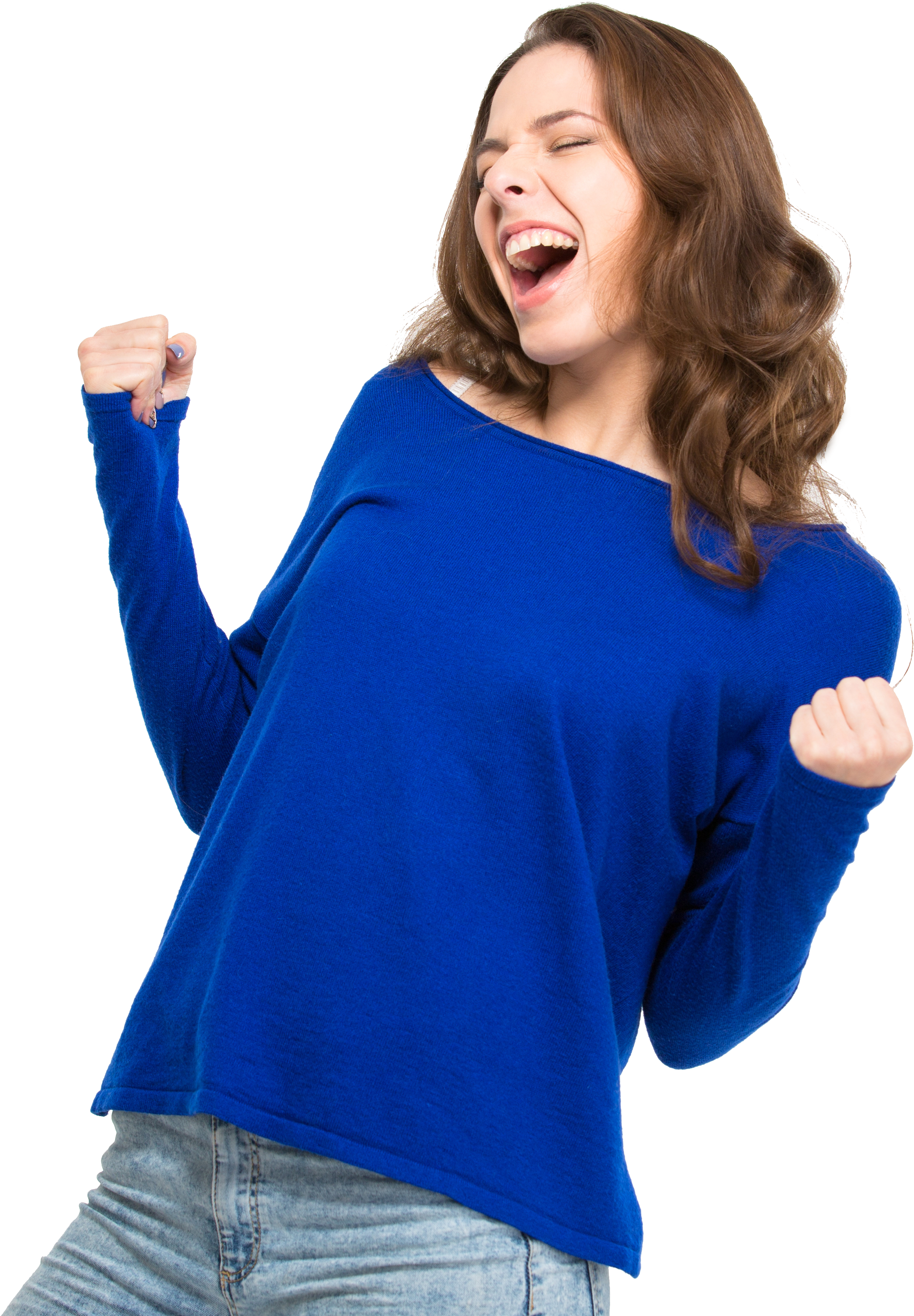 Excited Woman Celebrating Success PNG Image