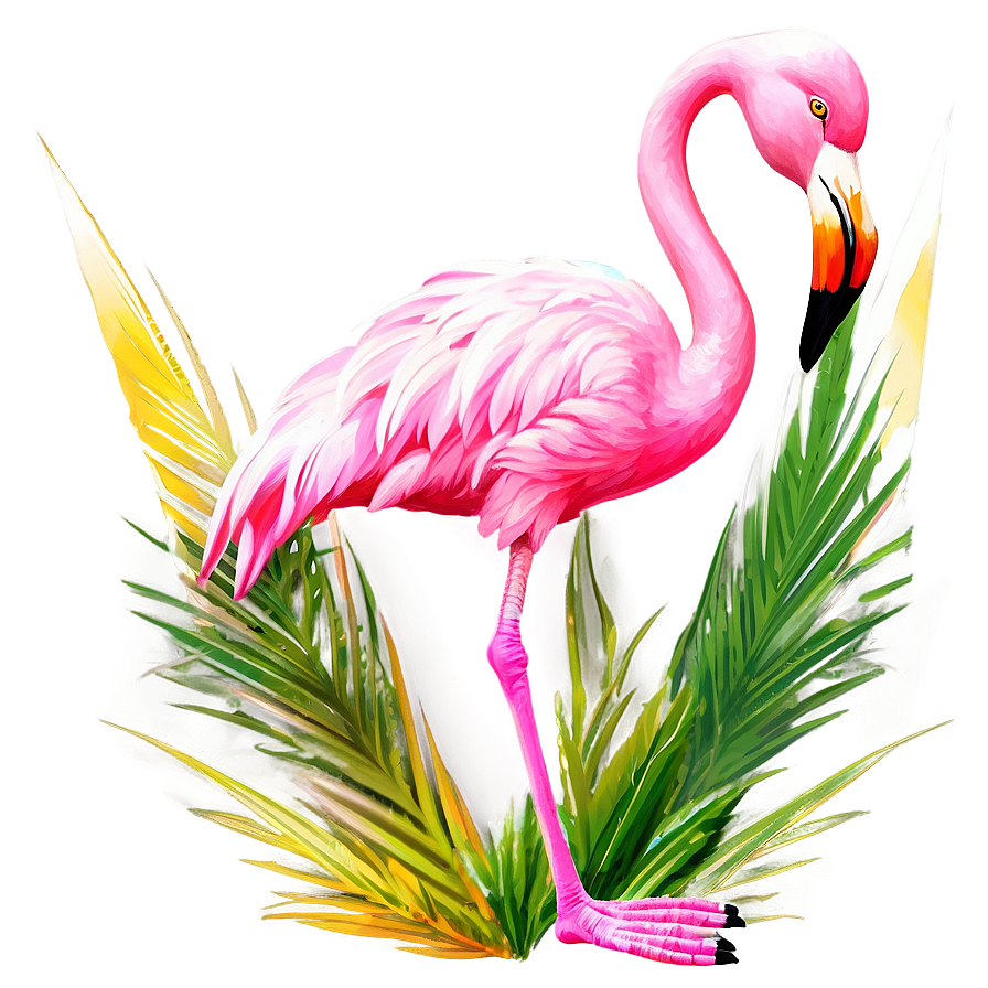 Exotic Flamingo Beach Scene Png Ugk9 PNG Image