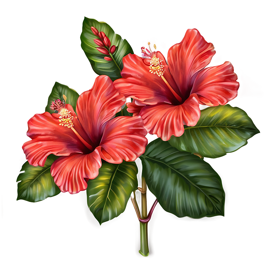 Exotic Red Hibiscus Flowers Png Guq3 PNG Image