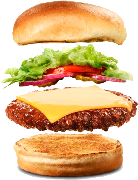 Exploded View Cheeseburger Components PNG Image