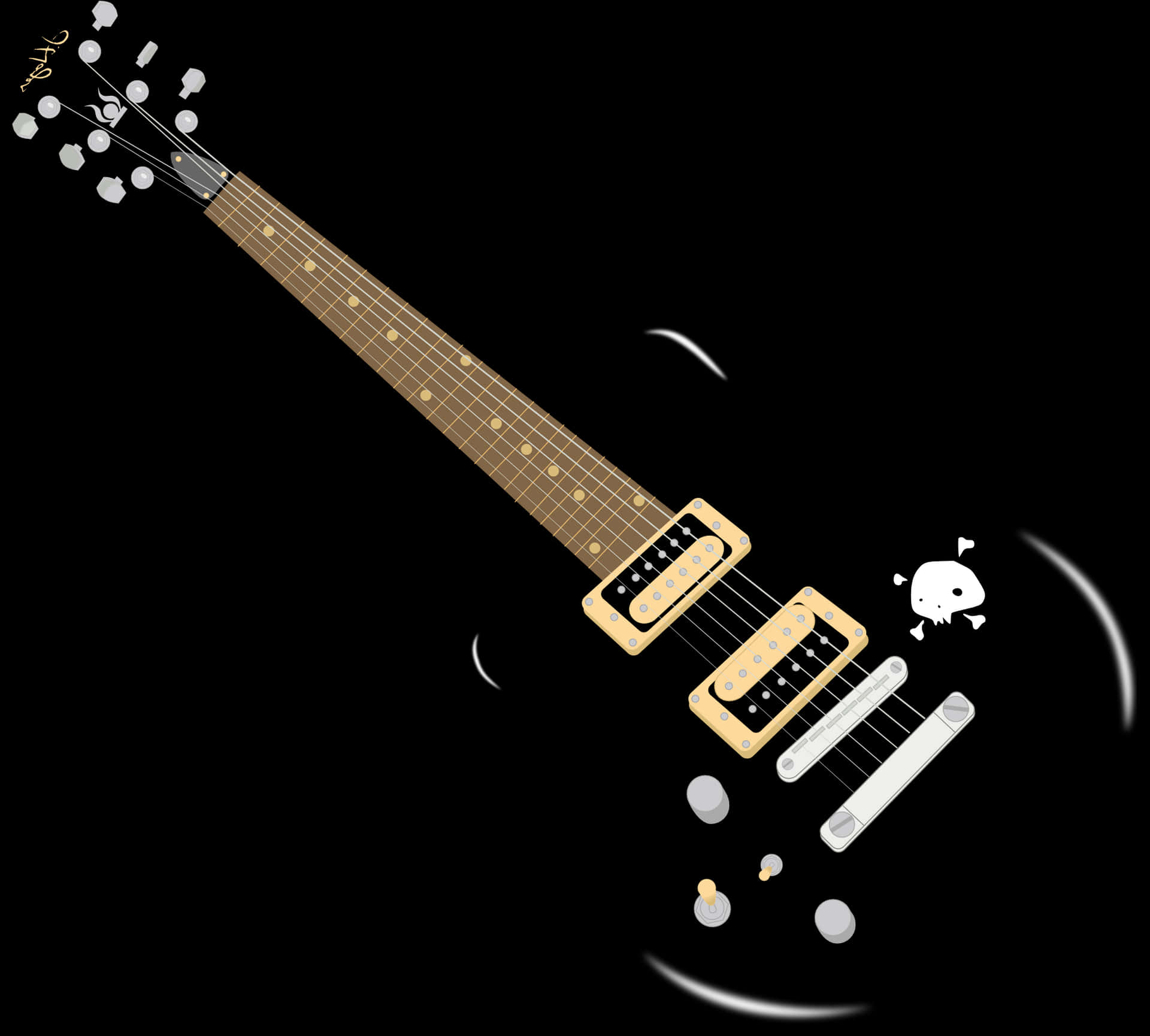 Exploded View Electric Guitar PNG Image