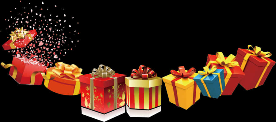 Exploding Gift Box Surprise PNG Image