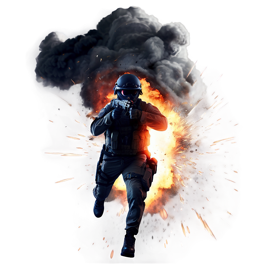 Explosive Action Scene Png Bue PNG Image