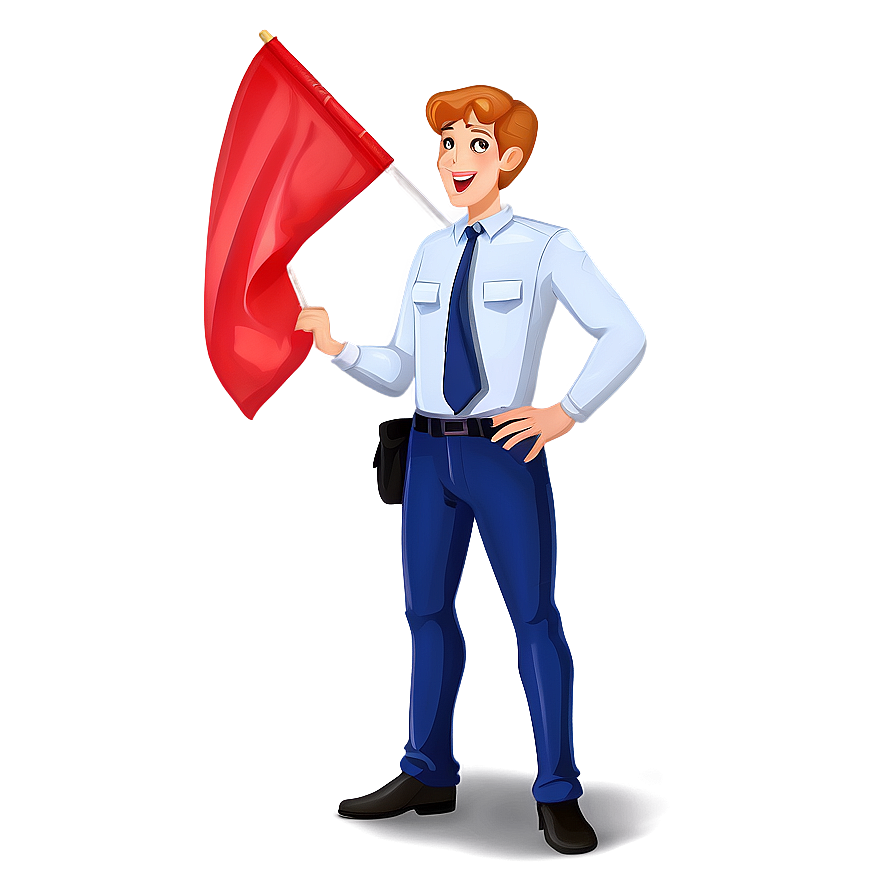 Expressive Red Flag Character Png Nmt52 PNG Image