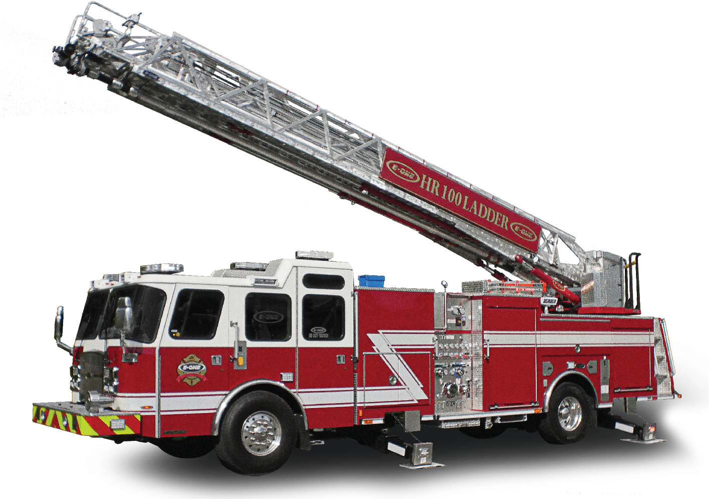 Extended Ladder Fire Truck Isolated PNG Image