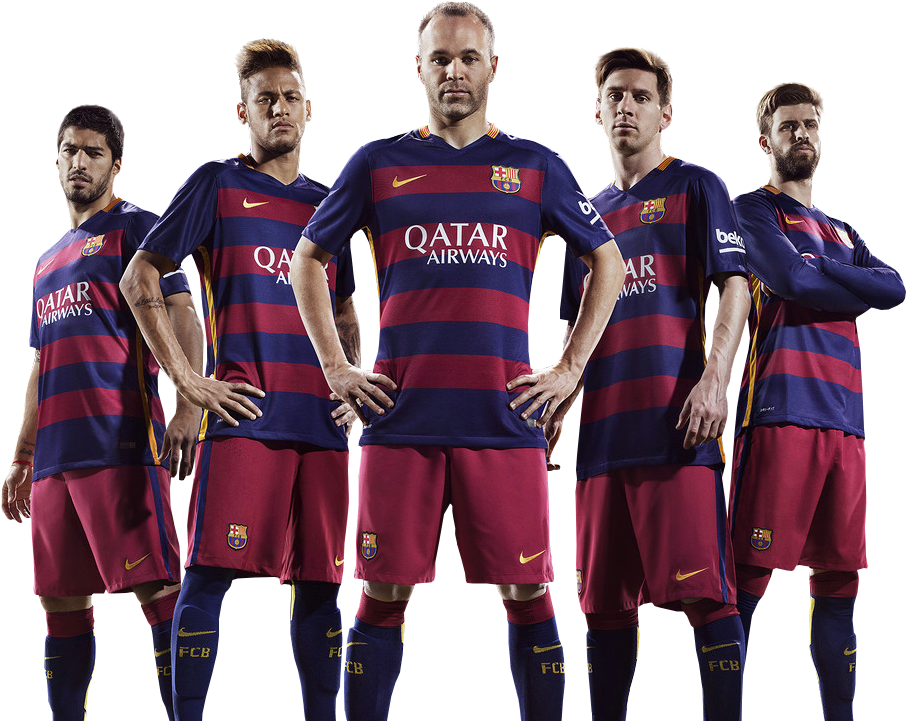 F C Barcelona Players Team Pose PNG Image