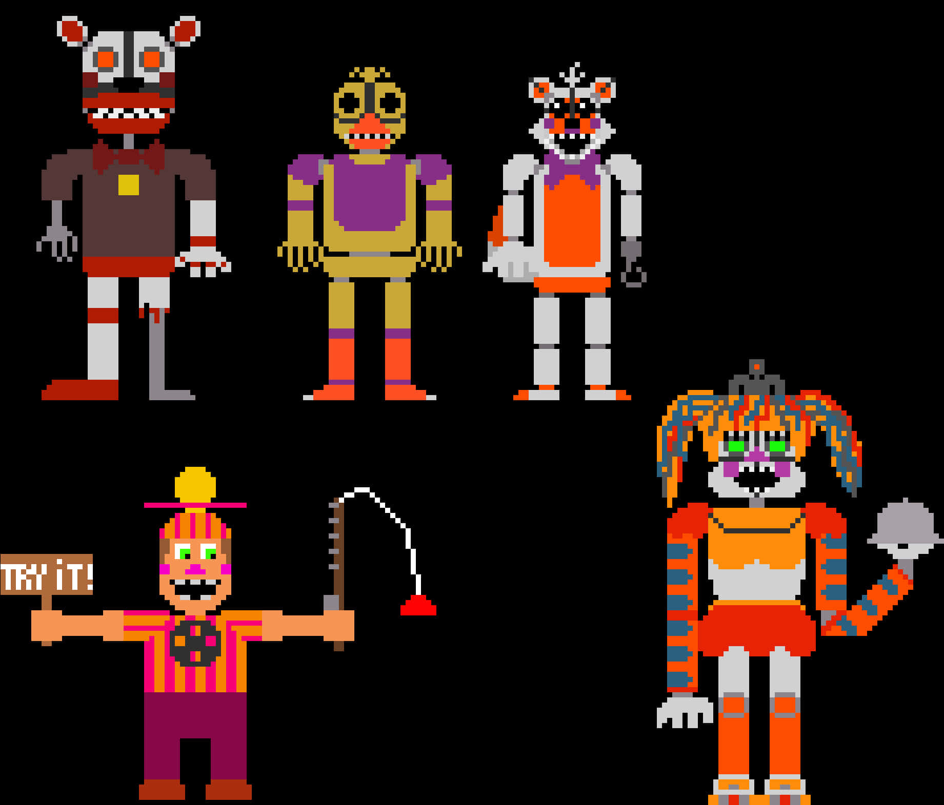 F N A F_ Pixel_ Art_ Characters PNG Image