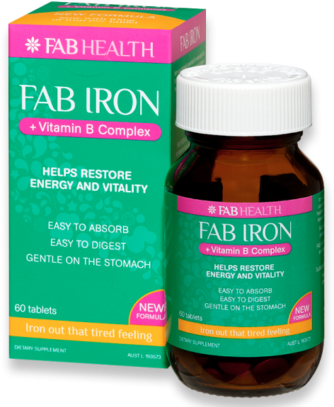 Fab Iron Vitamin B Complex Supplement Packaging PNG Image