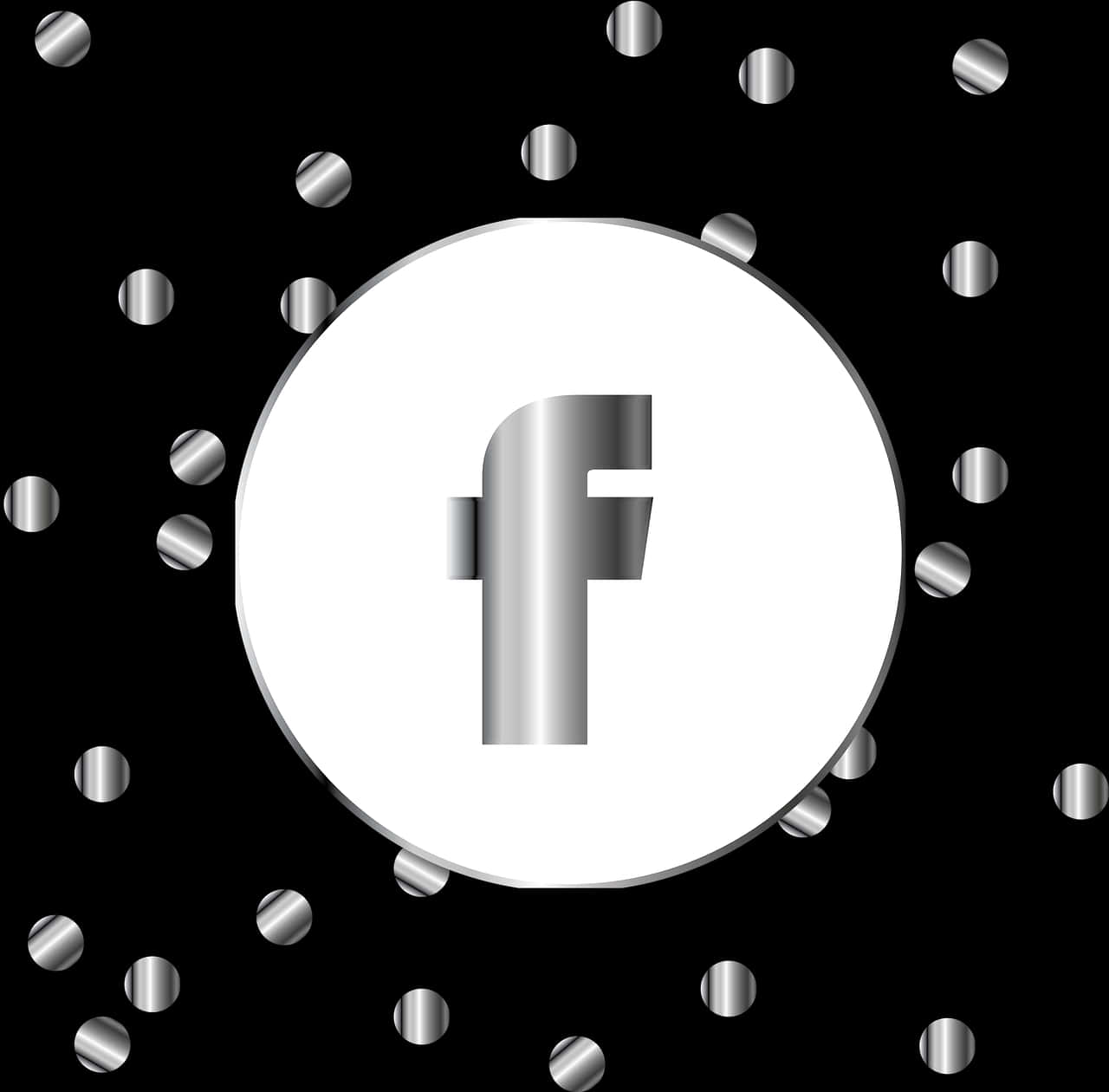 Facebook Icon Whiteon Black PNG Image