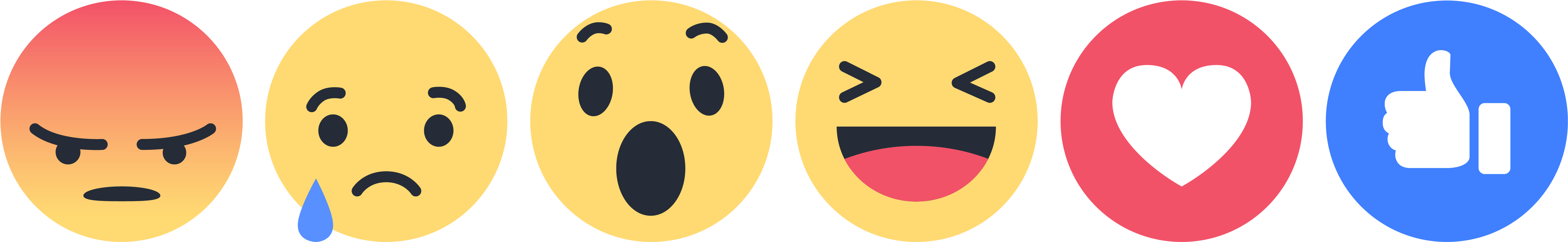 Facebook Reactions Emojis Lineup PNG Image