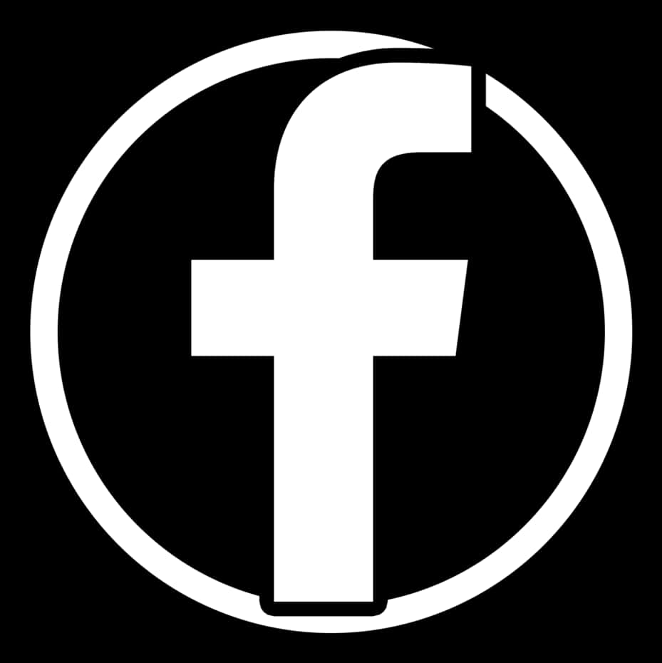 Facebook White Iconon Black Background PNG Image