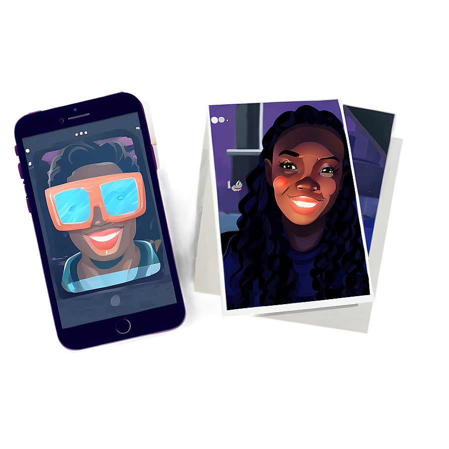 Facetime Call At Night Illustration Png Kof PNG Image