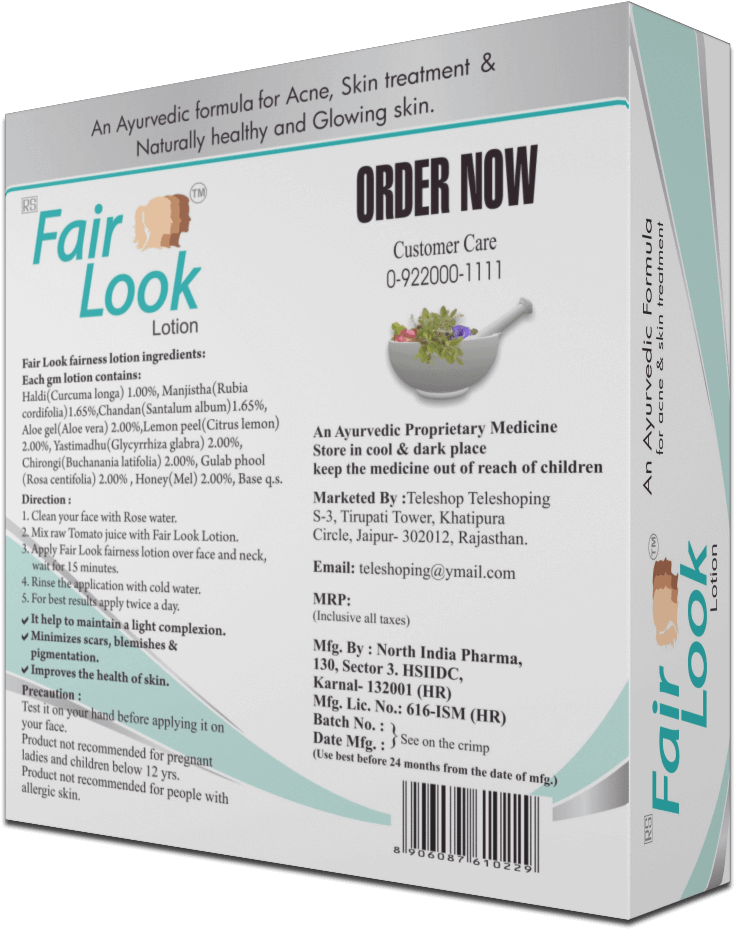 Fair Look Lotion Product Packaging PNG Image