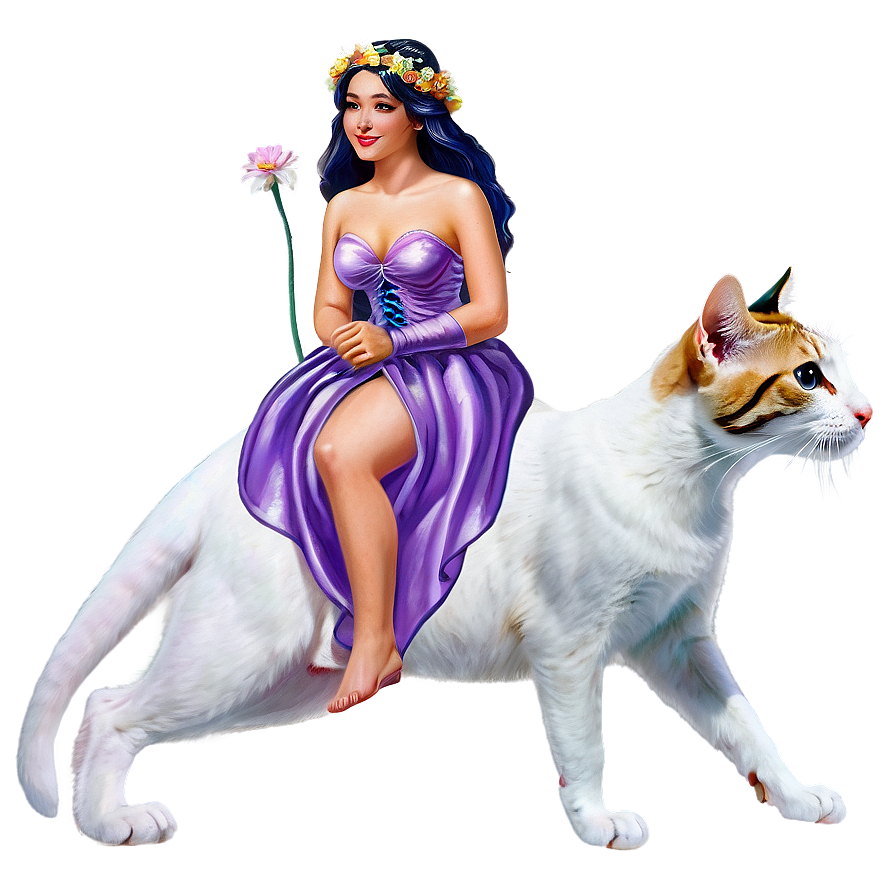 Fairy Riding A Cat Png 05062024 PNG Image