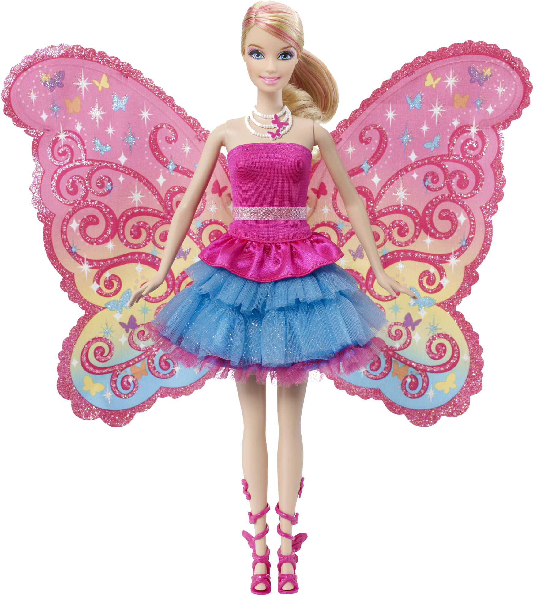 Fairy Winged Dollin Pinkand Blue Dress PNG Image