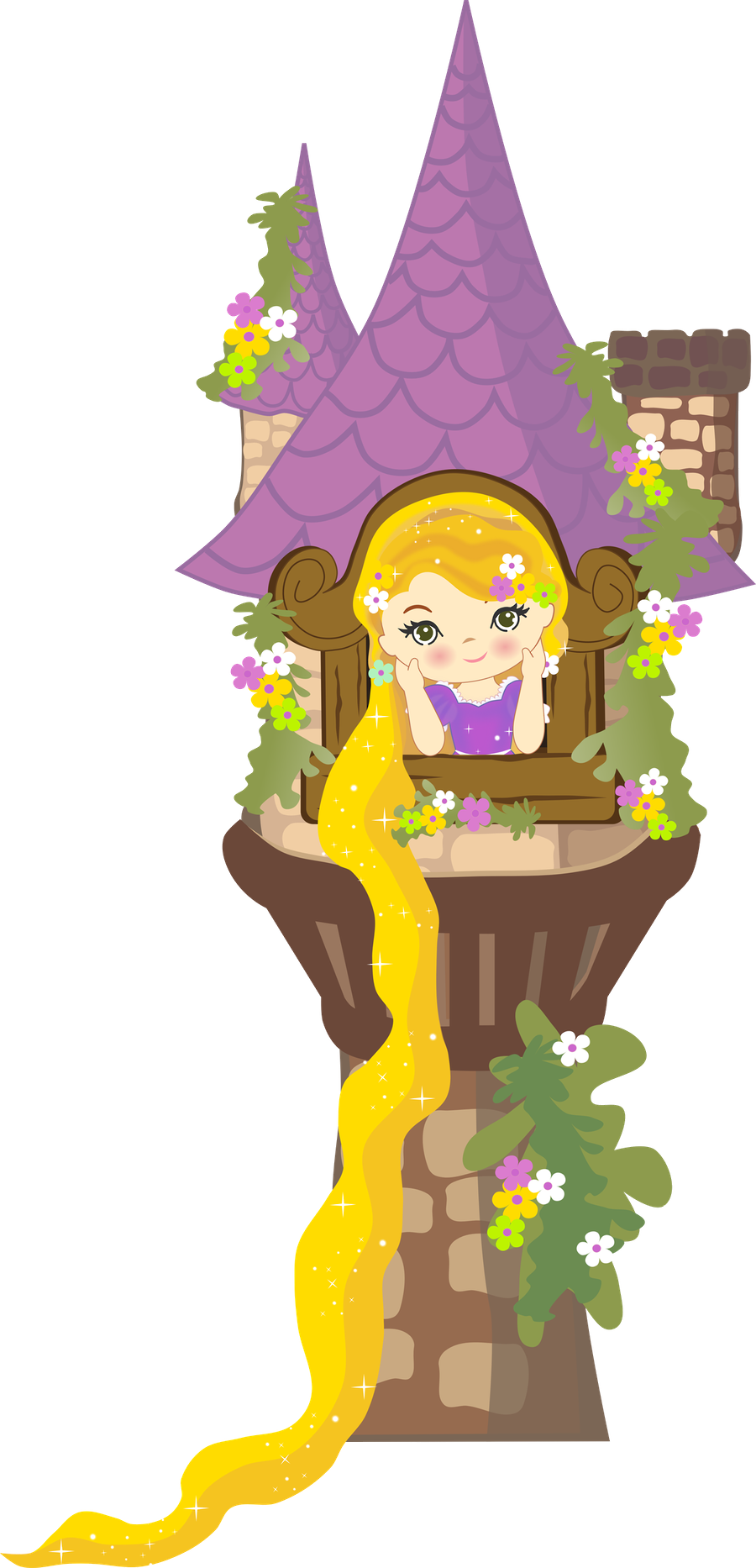 Fairytale Tower Princess Illustration PNG Image