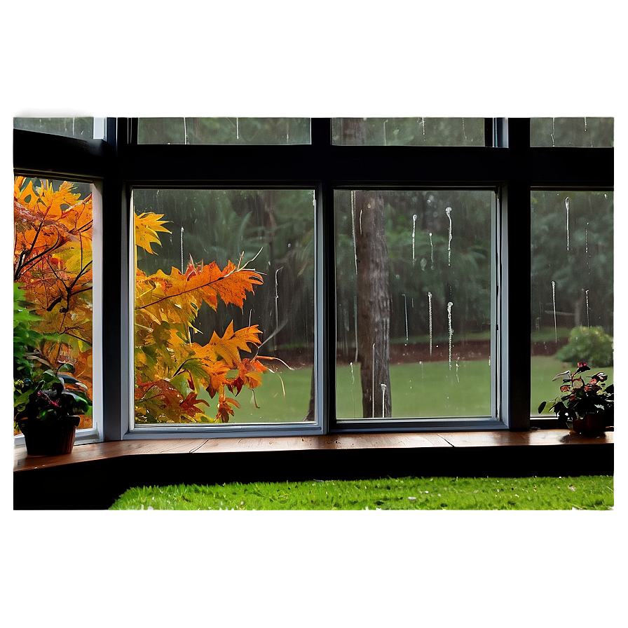 Fall Rainy Day Window Png Jpe PNG Image