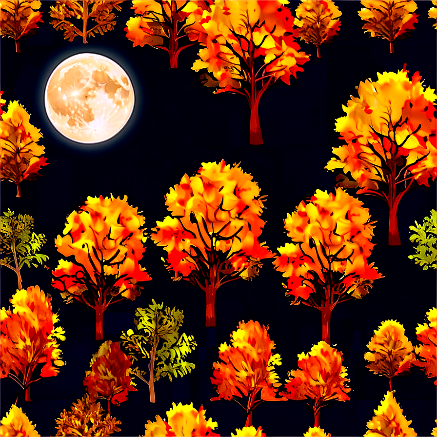 Fall Trees And Full Moon Png 28 PNG Image