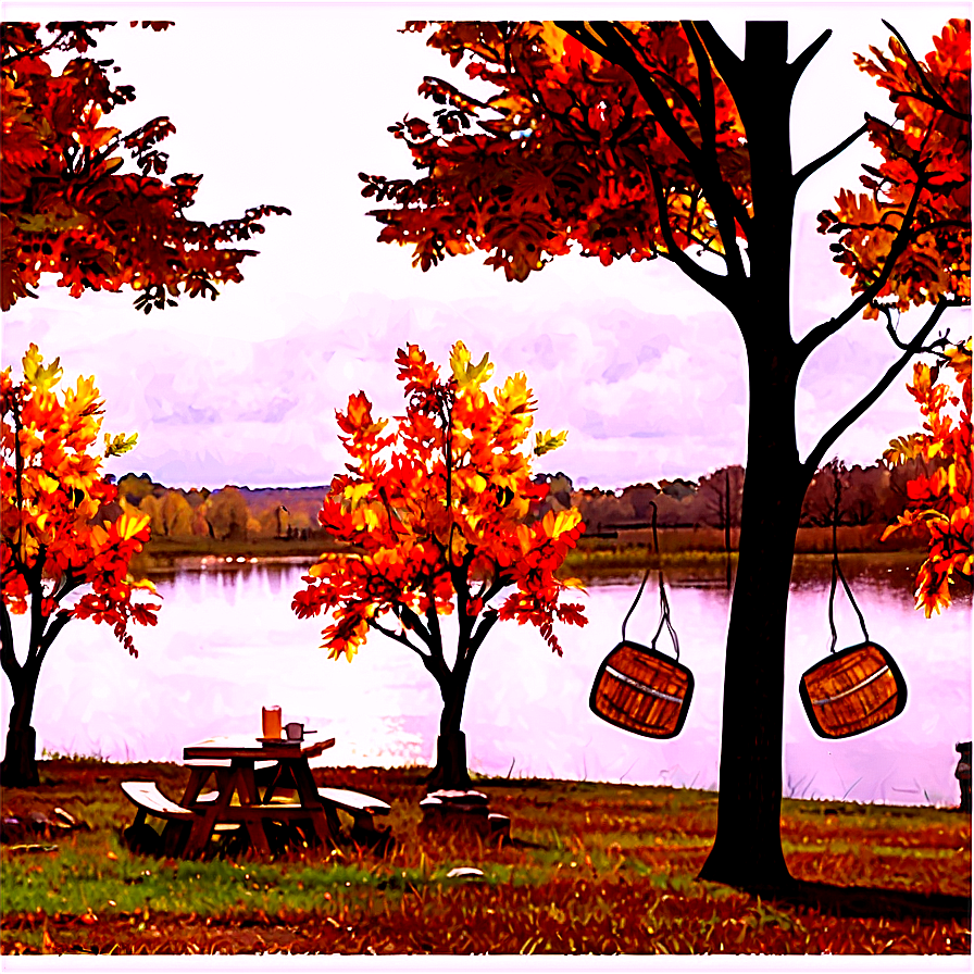 Fall Trees And Picnic Png 06212024 PNG Image