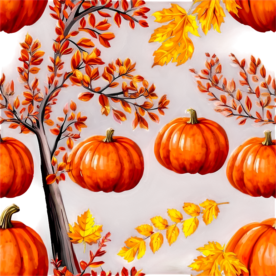 Fall Trees And Pumpkins Png Yad PNG Image