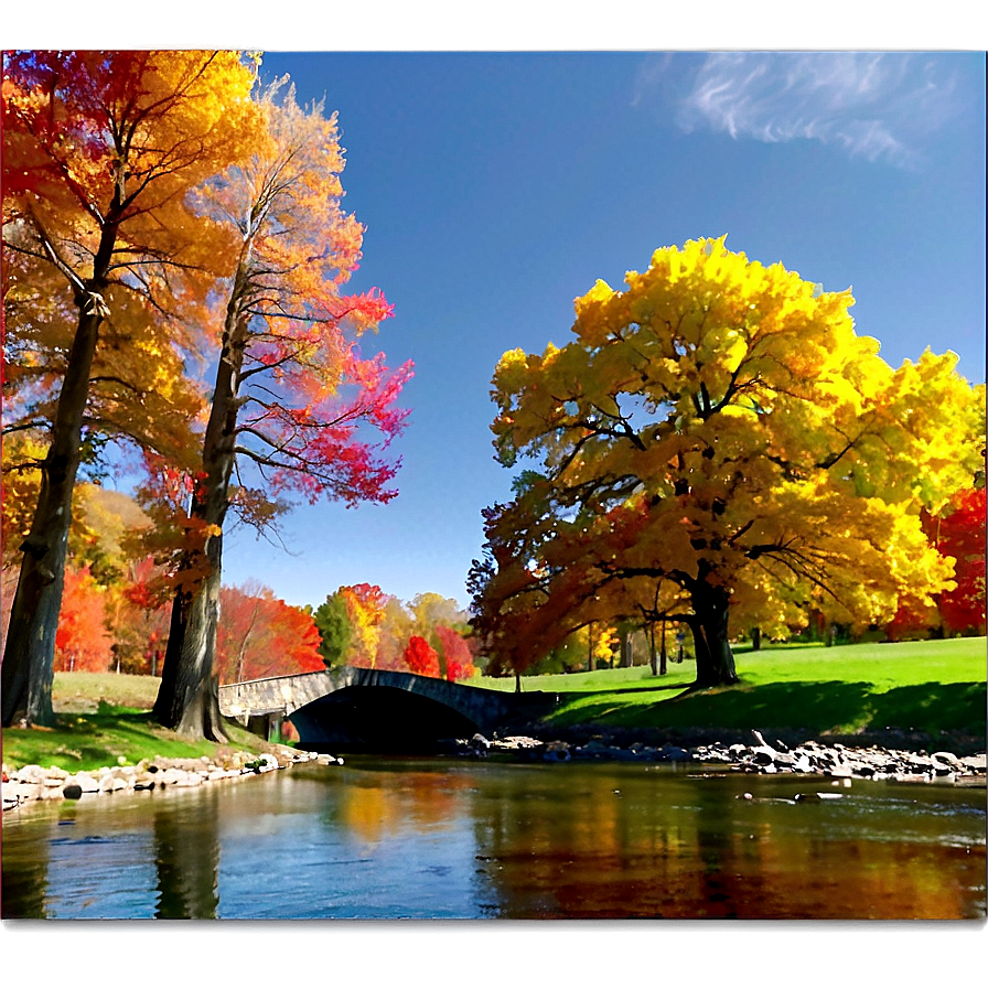 Fall Trees By The River Png Ddf PNG Image