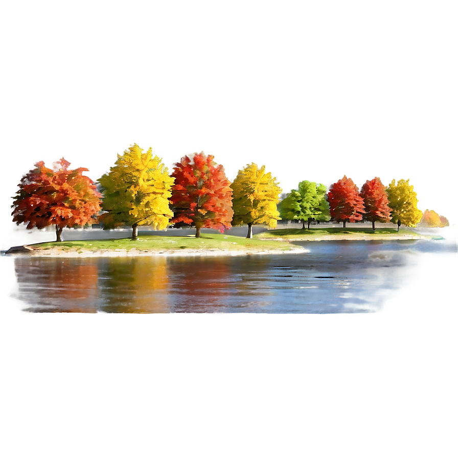 Fall Trees By The River Png Fty PNG Image