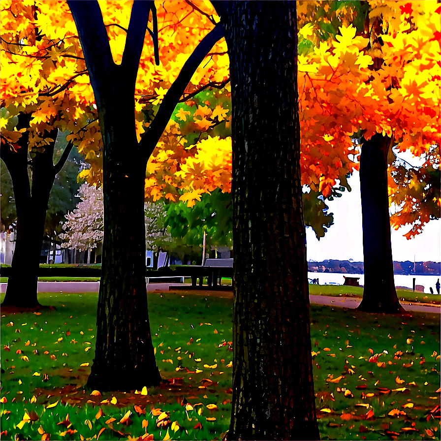 Fall Trees In City Park Png Bec PNG Image