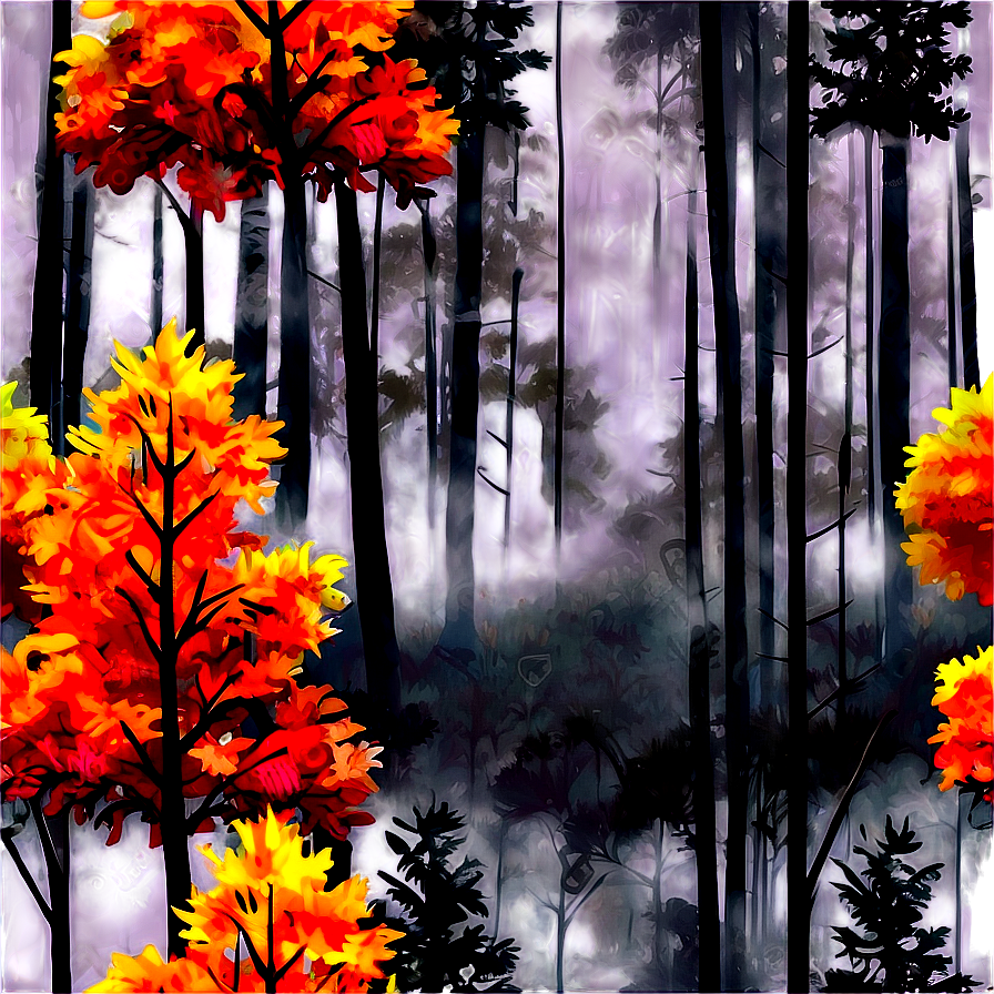 Fall Trees In Misty Forest Png 45 PNG Image