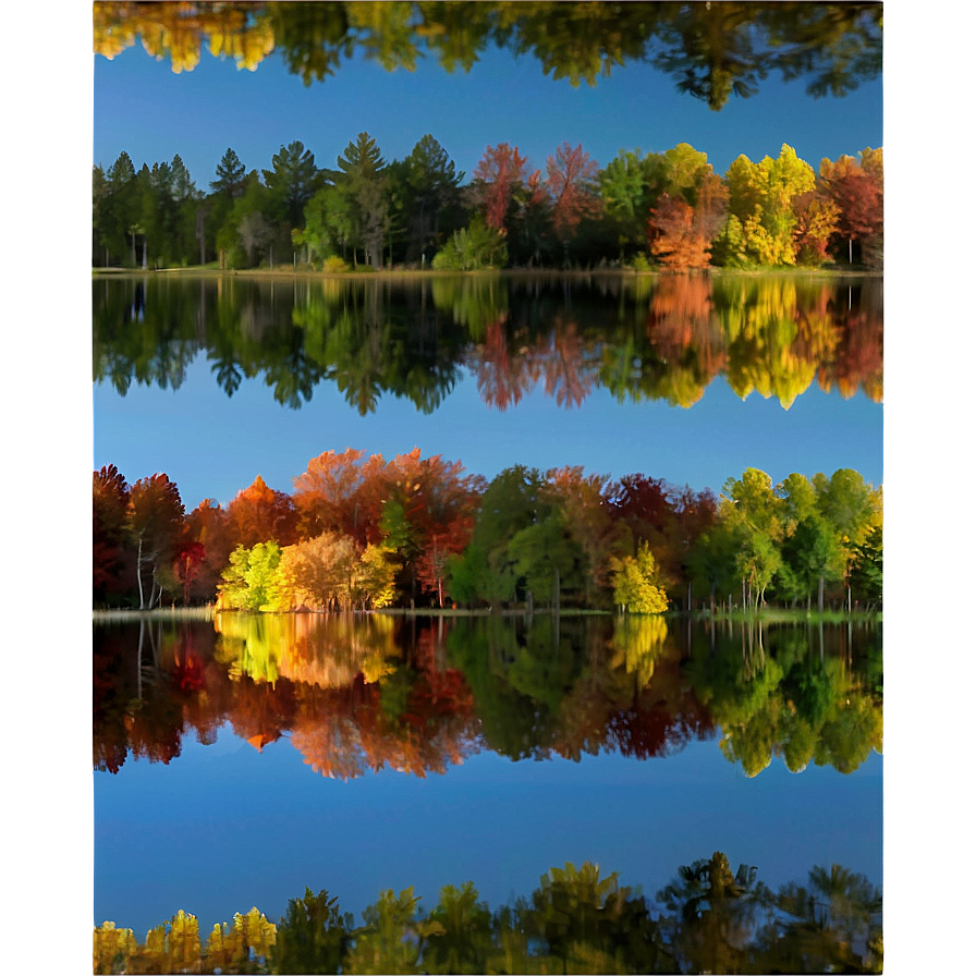 Fall Trees Reflection In Water Png Yaj PNG Image