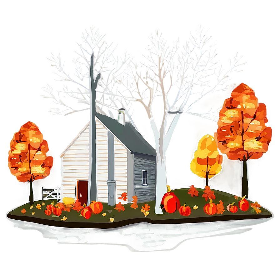 Fall Trees With Farmhouse Png 06212024 PNG Image