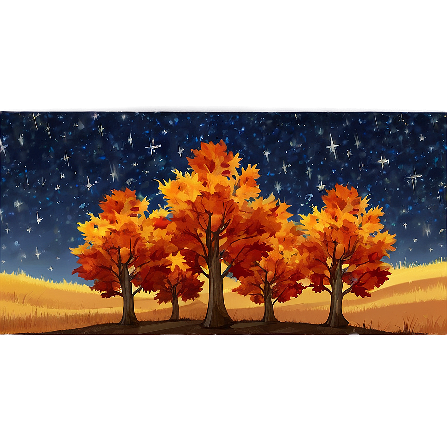 Fall Trees With Starry Sky Png 17 PNG Image