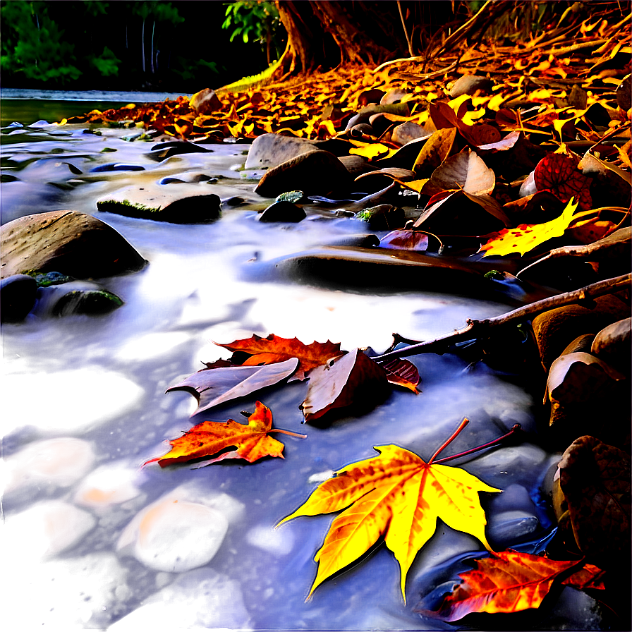 Fallen Leaves By The River Png 96 PNG Image