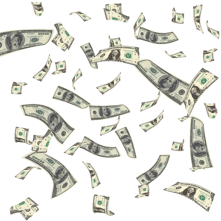 Falling Dollar Bills Pattern PNG Image