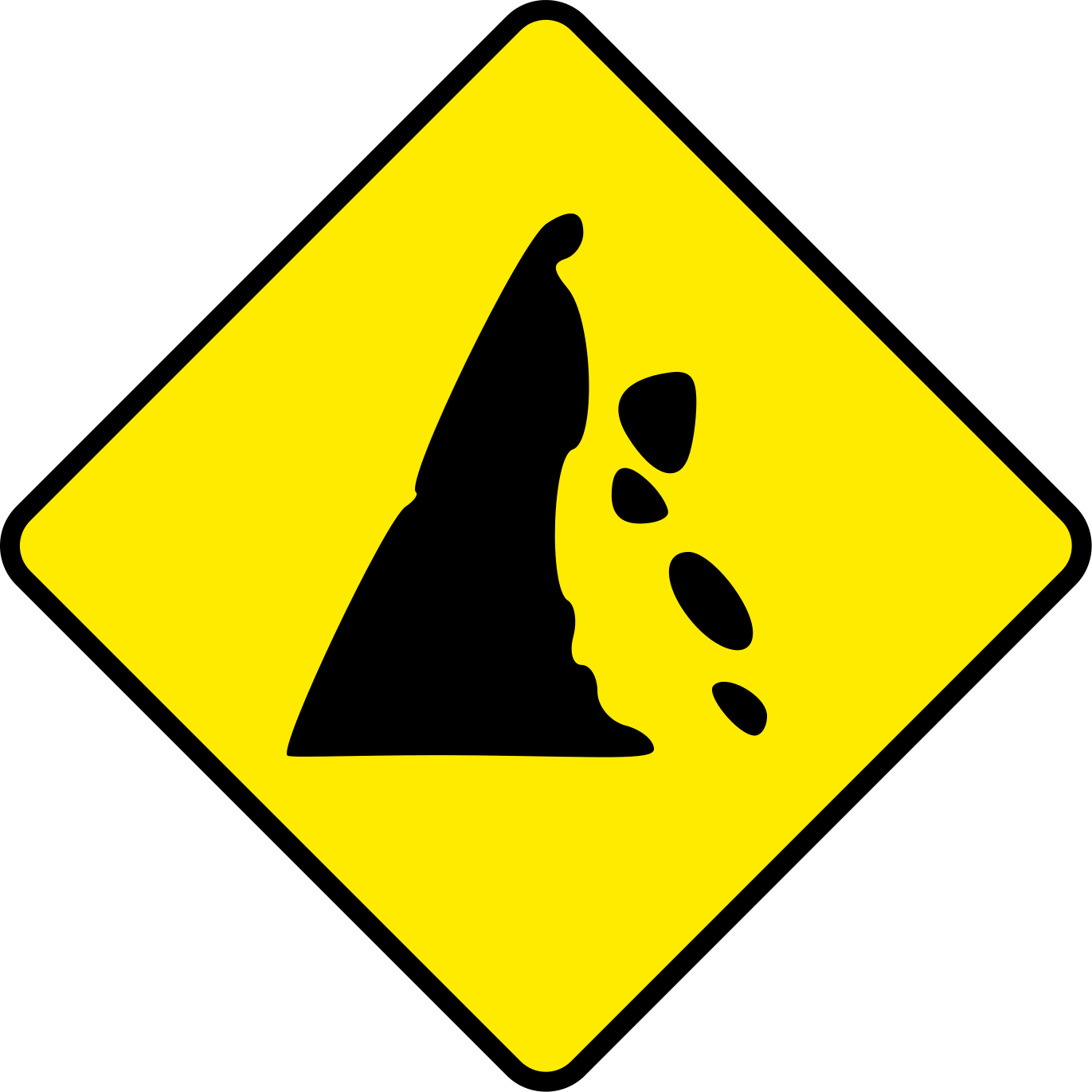 Falling Rocks Traffic Sign PNG Image