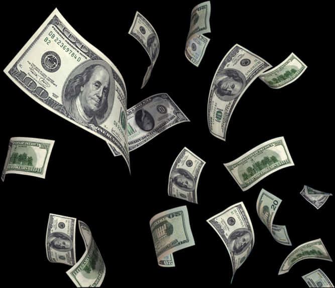 Falling U S Dollar Bills PNG Image