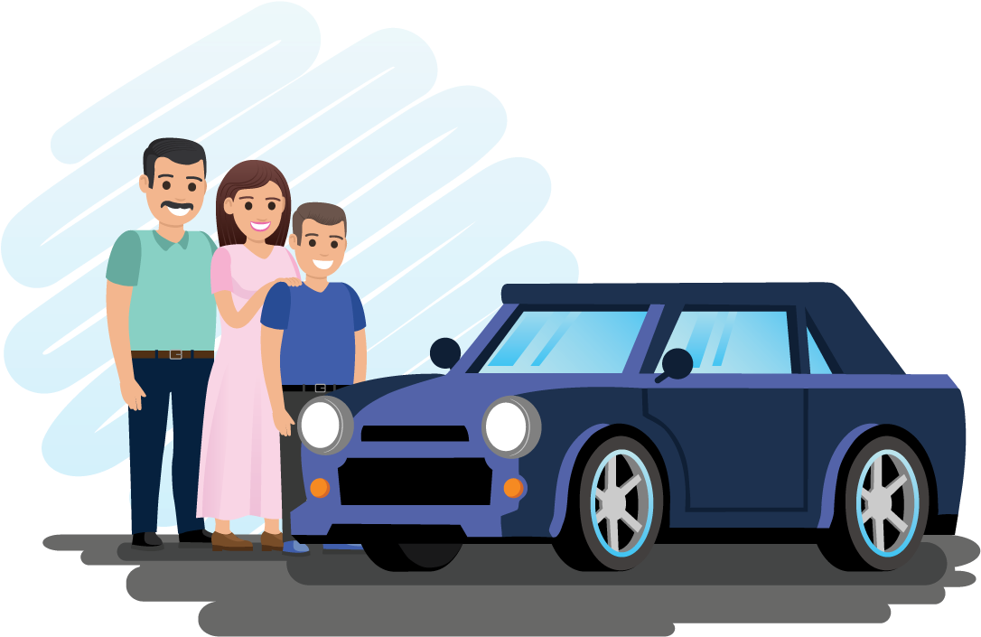 Family Car Outing Illustration PNG Image