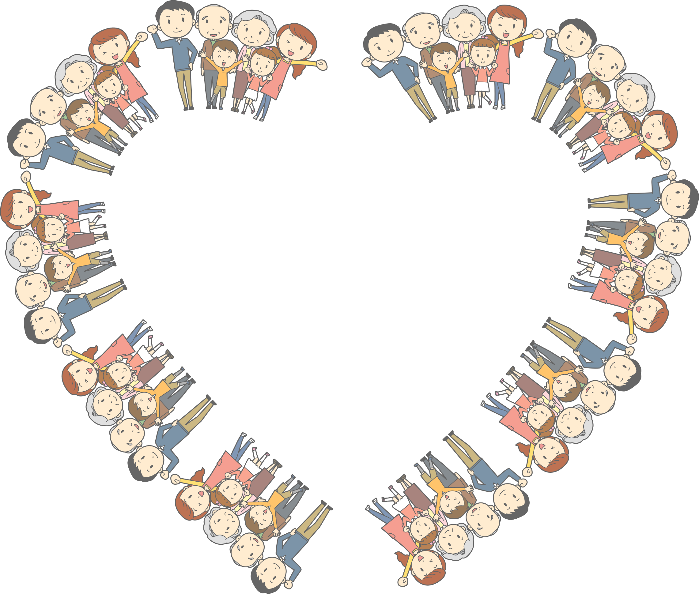 Family Cartoon Heart Frame PNG Image