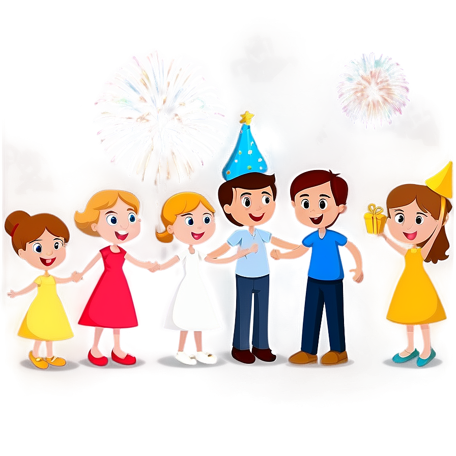 Family Cartoon New Year Celebration Png Cog22 PNG Image