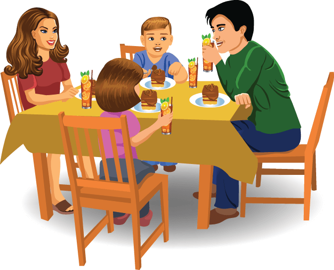 Family Dinner Cartoon PNG Image