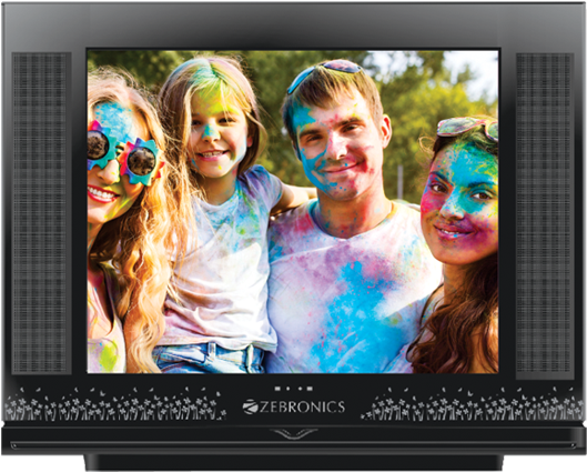 Family Enjoying Color Festival On T V PNG Image