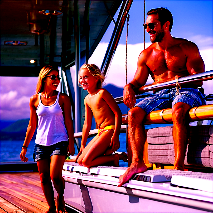 Family Enjoying Yacht Trip Png Hyr17 PNG Image