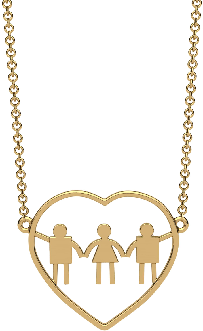 Family Love Heart Pendant Necklace PNG Image