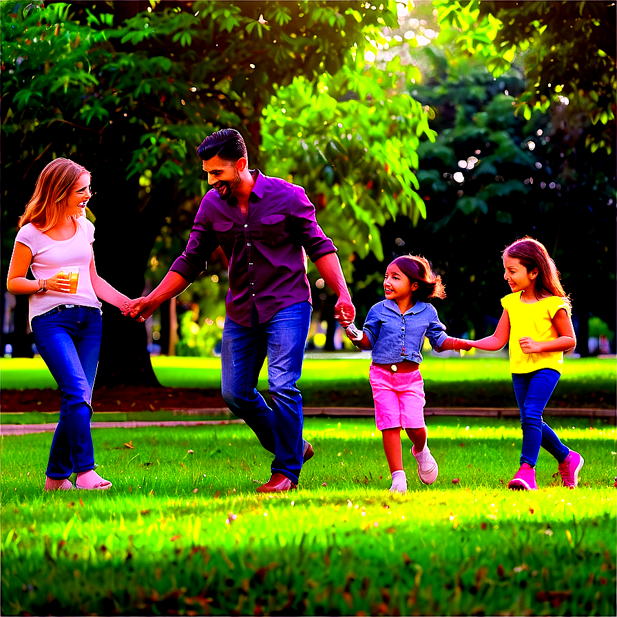 Family Playing In The Park Png Bjj PNG Image