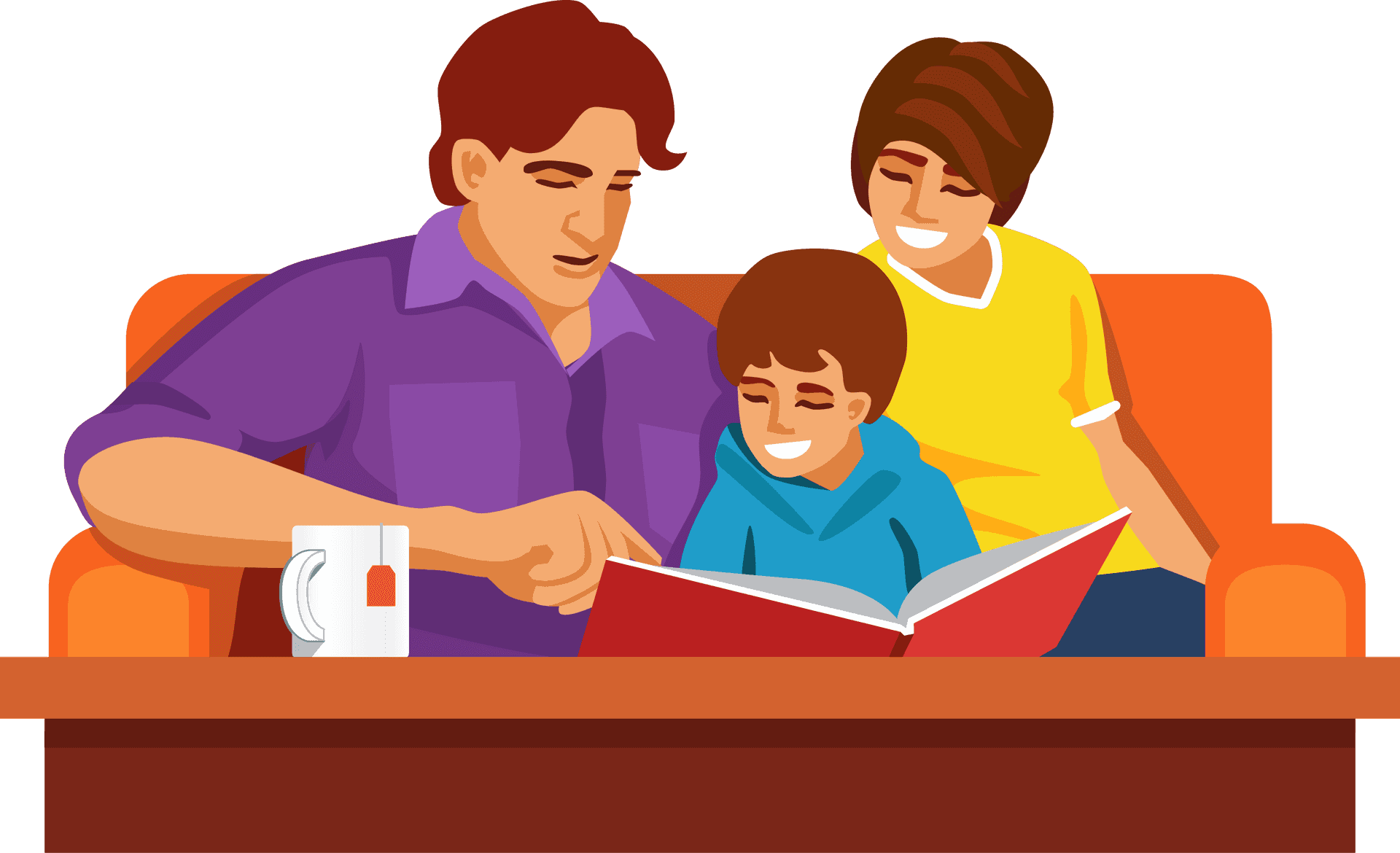 Family Reading Time Together PNG Image