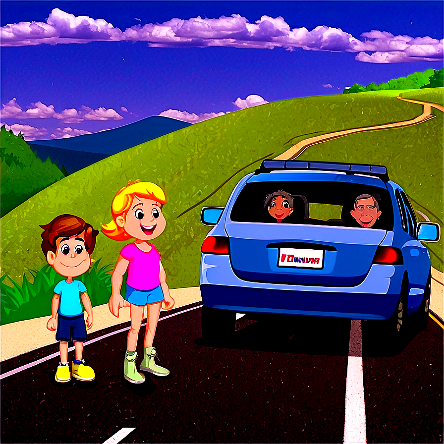 Family Road Trip Cartoon Png Iug82 PNG Image